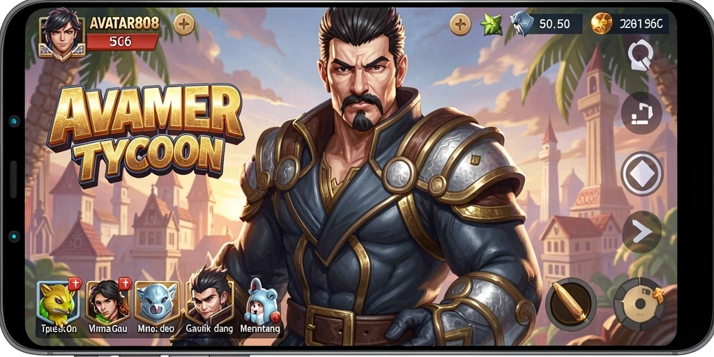 Screenshot dari gameplay AVATAR808 menampilkan pengelolaan bisnis yang menarik.