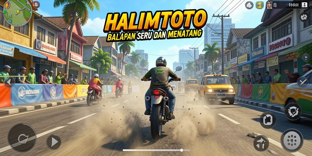 Tampilan gameplay balap seru di HALIMTOTO.