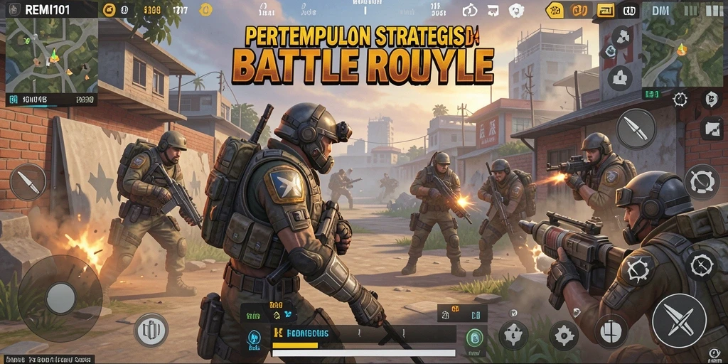 Tampilan aksi intens dalam gameplay Battle Royale REMI101.